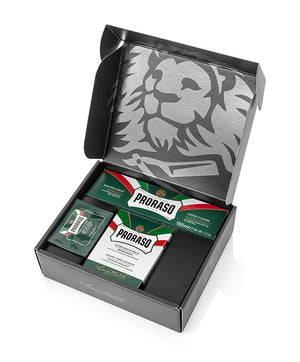 Proraso Classic Shave Duo Box Refreshing Formula with Shave Cream Tube, After Shave Balm, and Pre-Shave Cream sample - box open